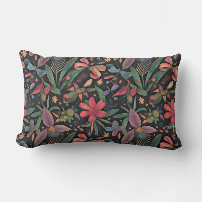 Vibrant Floral and Botanicals Lumbar Cushion (Front)