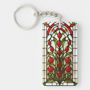 Vibrant Floral and Geometric Designs Key Ring