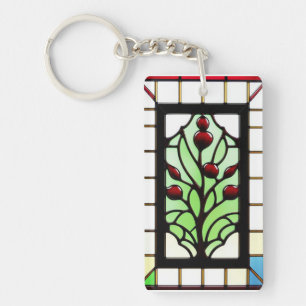 Vibrant Floral and Geometric Designs Key Ring