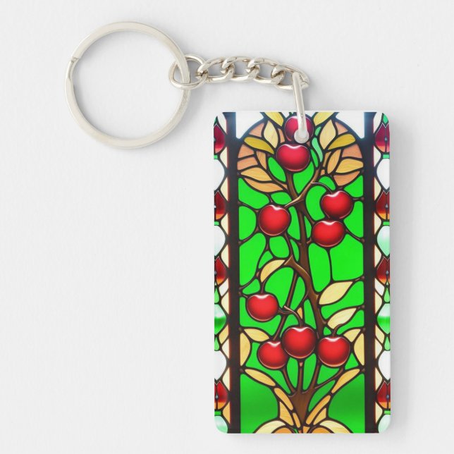 Vibrant Floral and Geometric Designs Key Ring (Front)