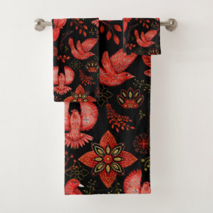 Vibrant floral and leafy pattern designs Bath Towel Set