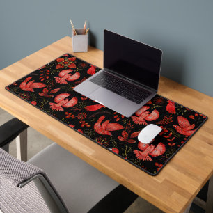 Vibrant floral and leafy pattern designs Desk Mat