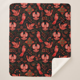  Vibrant floral and leafy pattern designs Sherpa Blanket