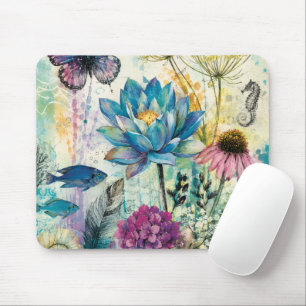 Vibrant Floral Aquatic Dream Mouse Pad