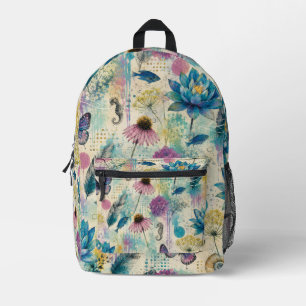 Vibrant Floral Aquatic Dream Printed Backpack