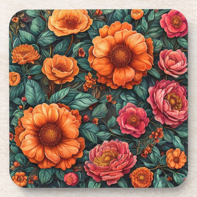 Vibrant Floral Arrangement Coaster (Front)