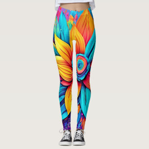 Vibrant Floral Artwork Leggings