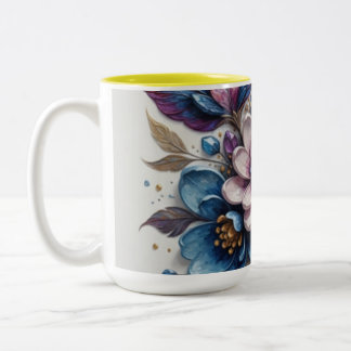Vibrant Floral Artwork Two-Tone Coffee Mug