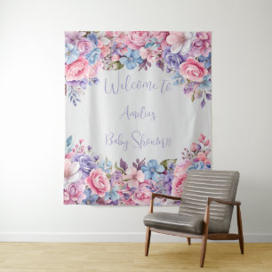 Vibrant Floral Baby Shower Photo Backdrop  Tapestry