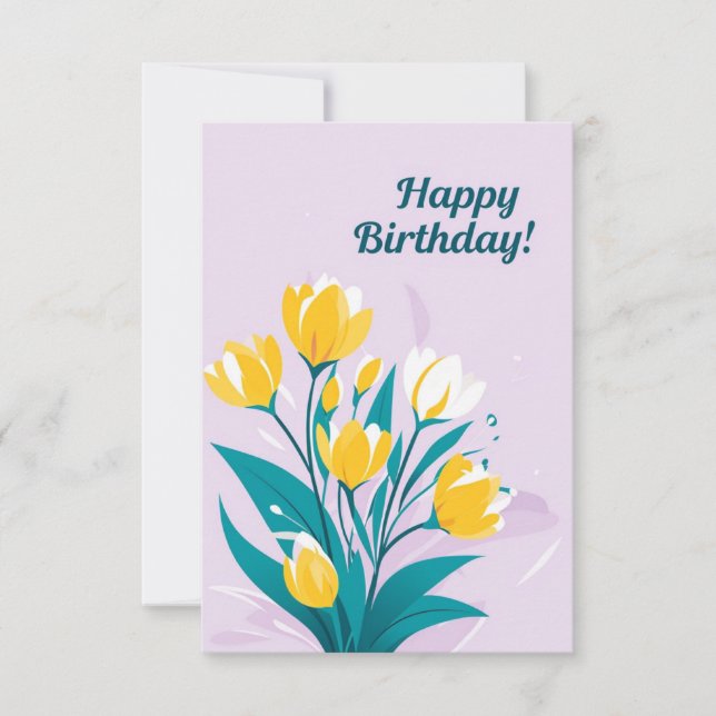 Vibrant Floral Birthday Card with Happy Birthday  (Front)
