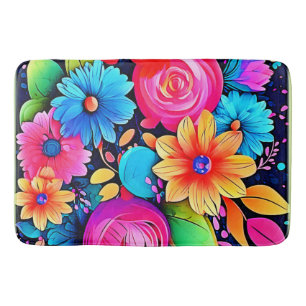 Vibrant Floral Bliss Art Bath Mat