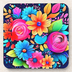 Vibrant Floral Bliss Art Coaster