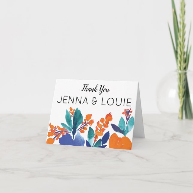 Vibrant Floral Bloom Thank You Card (Front)