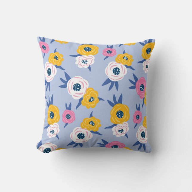 Vibrant Floral Blooms Cushion (Front)