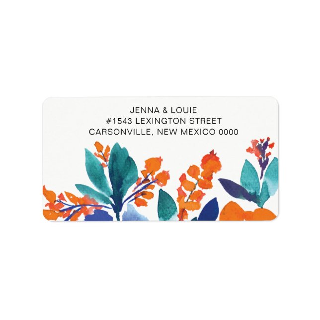 Vibrant Floral Blossom Address Label (Front)