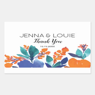 Vibrant Floral Blossom Wedding Rectangular Sticker