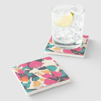 Vibrant Floral Bohemian Stone Coaster
