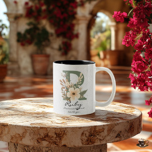 Vibrant Floral Boho Chic Monogram Mug for Ruby