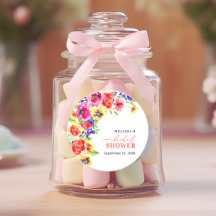 Vibrant Floral Bridal Shower Favour Classic Round Sticker
