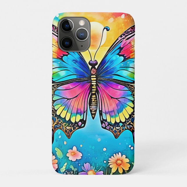 Vibrant Floral Butterfly Glow Design Case-Mate iPhone Case (Back)