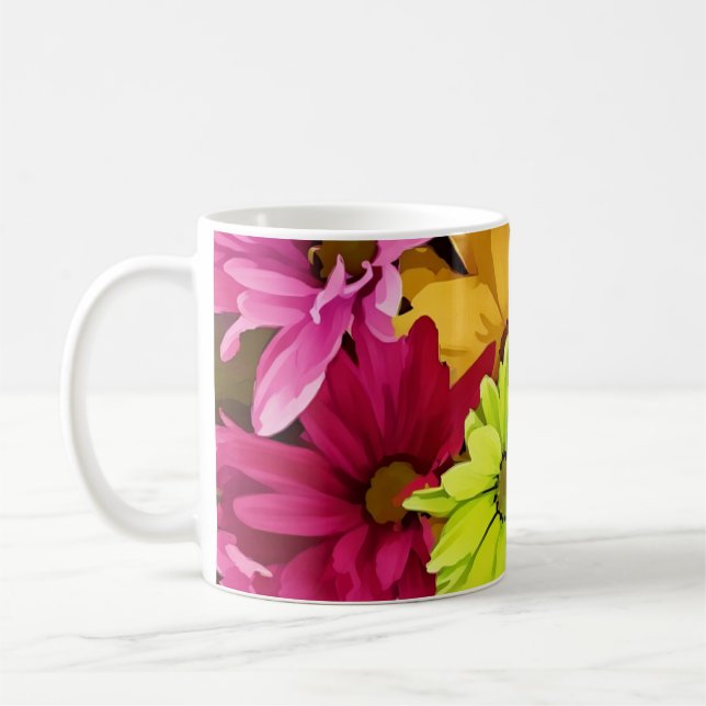 Vibrant Floral Coffee Mug (Left)