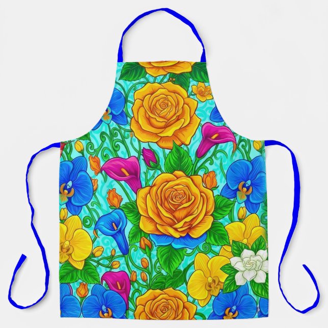 ​Vibrant Floral Culinary Apron (Front)