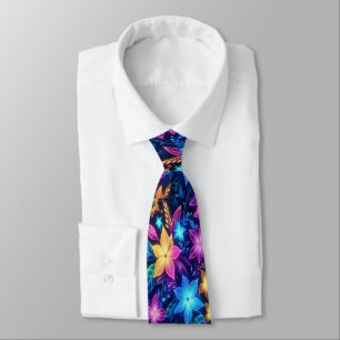 Vibrant Floral Dance in Neon Hues of Wonder  Tie