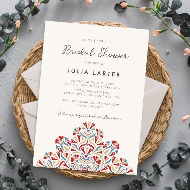 Vibrant Floral Delight Mandala Bridal Shower Invitation (Creator Uploaded)