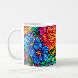 Vibrant Floral Dreamscape – Tropical Boho Coffee Mug