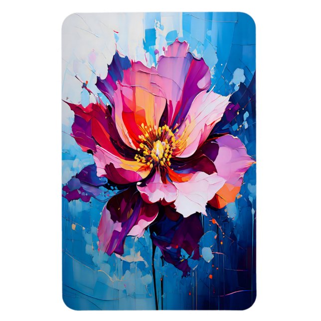 Vibrant Floral Explosion Abstract Flower Art Magnet (Vertical)
