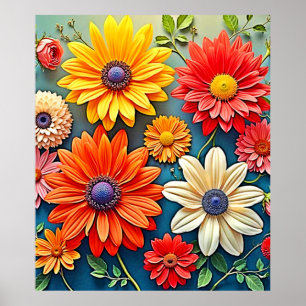 Vibrant Floral Fantasy Design Poster
