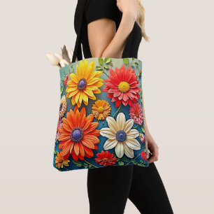 Vibrant Floral Fantasy Design Tote Bag