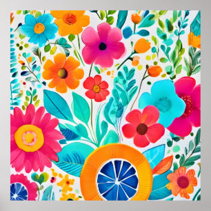 Vibrant Floral Fiesta Poster