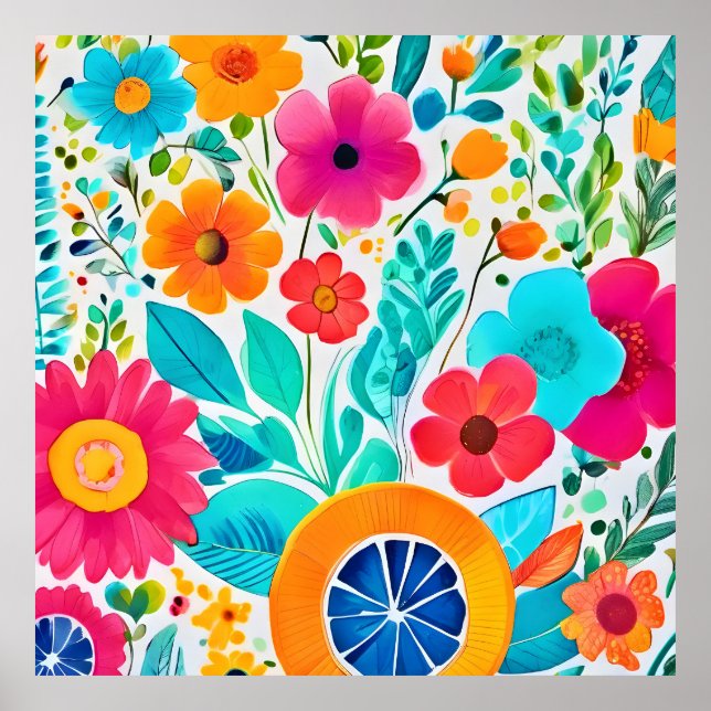 Vibrant Floral Fiesta Poster (Front)