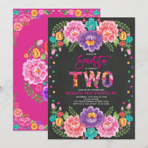 Vibrant Floral Fiesta Senorita Girl 2nd Birthday Invitation