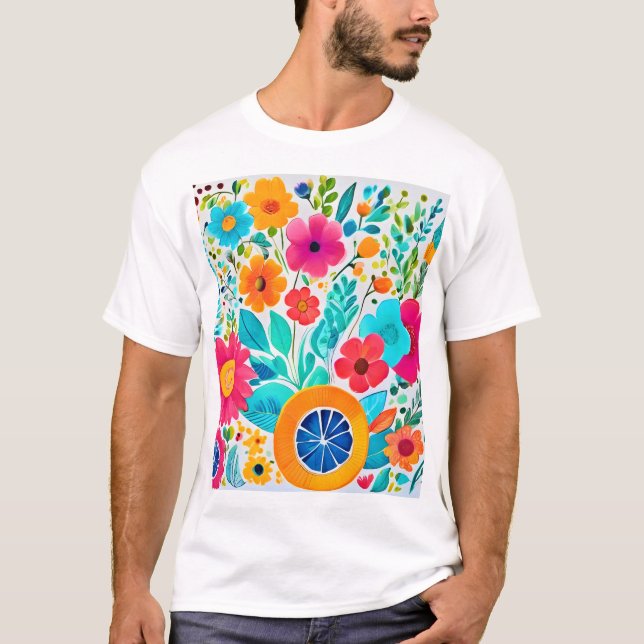 Vibrant Floral Fiesta T-Shirt (Front)