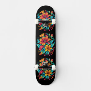 Vibrant Floral Flowers Skateboard