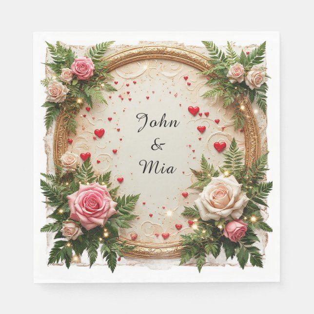 Vibrant Floral Frame Design Napkin (Front)
