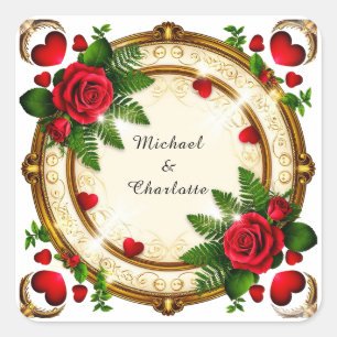 Vibrant Floral Frame Design Square Sticker