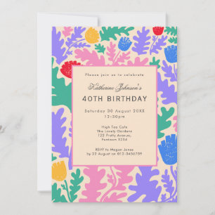 Vibrant Floral Garden 40th Birthday Invitation