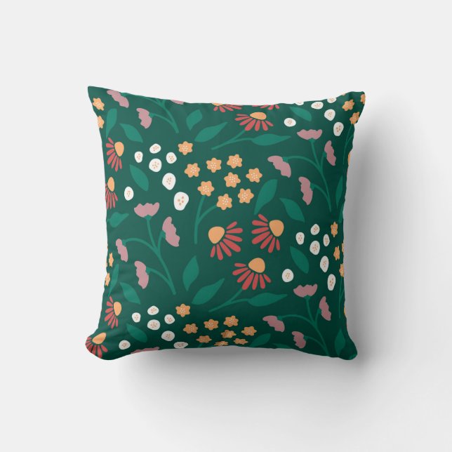 Vibrant Floral Garden Pattern Cushion (Front)