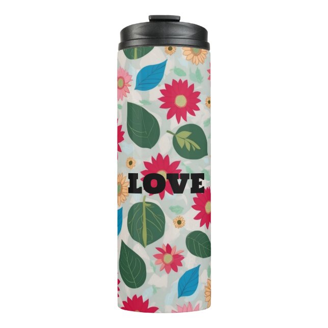 Vibrant Floral Garden Seamless Pattern - Cheerful  Thermal Tumbler (Front)