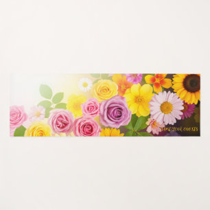Vibrant Floral Gradient Art – Pink Yellow Purple Yoga Mat