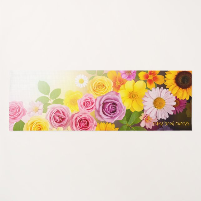 Vibrant Floral Gradient Art – Pink Yellow Purple Yoga Mat (Front (Horizontal))