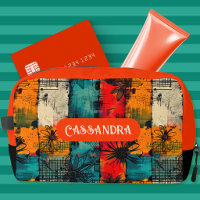 Vibrant Floral Grunge Multicolor Cosmetics Bag