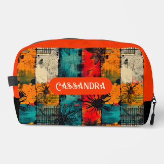 Vibrant Floral Grunge Multicolor Cosmetics Bag