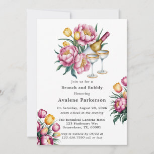 Vibrant Floral Harmony Brunch & Bubbly Invitation