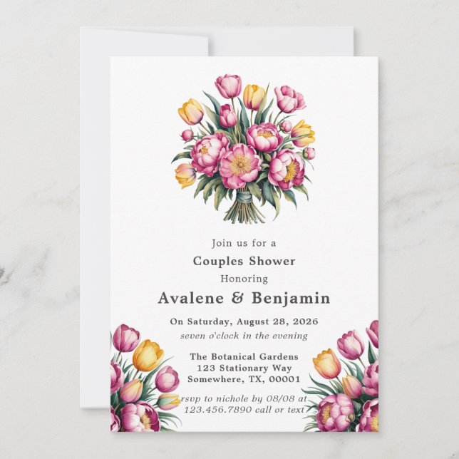 Vibrant Floral Harmony Couples Shower Invitation (Front)