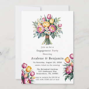 Vibrant Floral Harmony Engagement Party Invitation