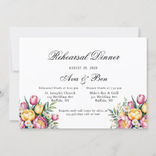 Vibrant Floral Harmony Rehearsal Dinner Invitation